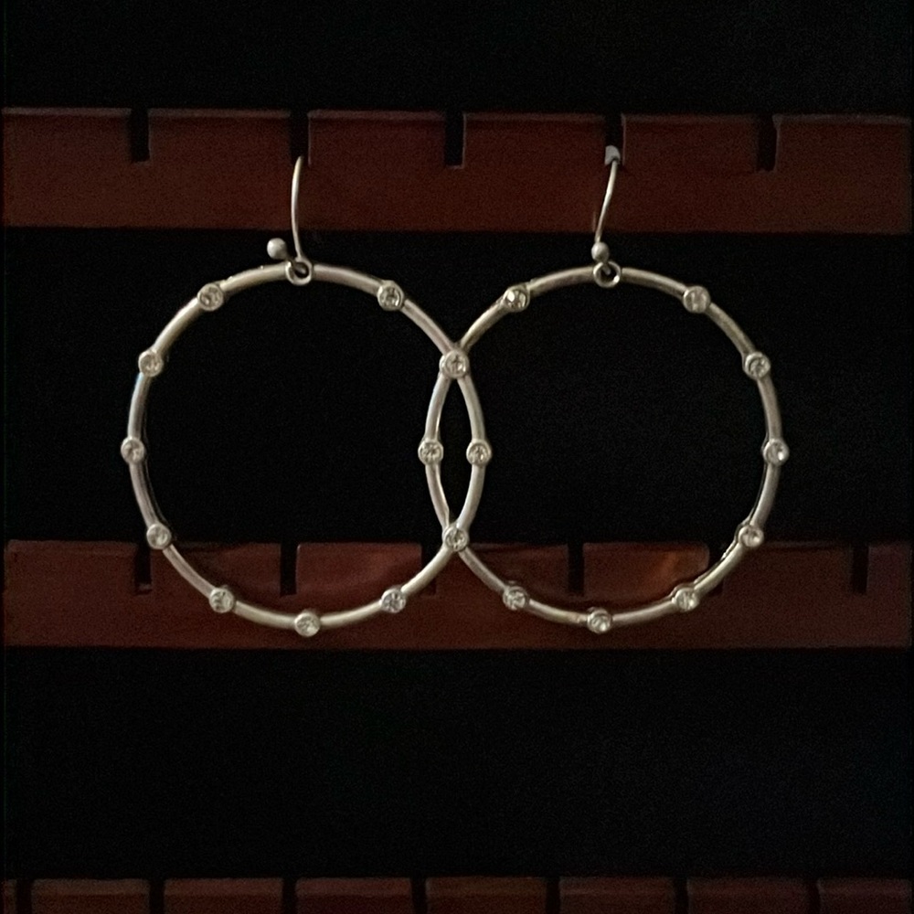 Silver tone hoop earrings